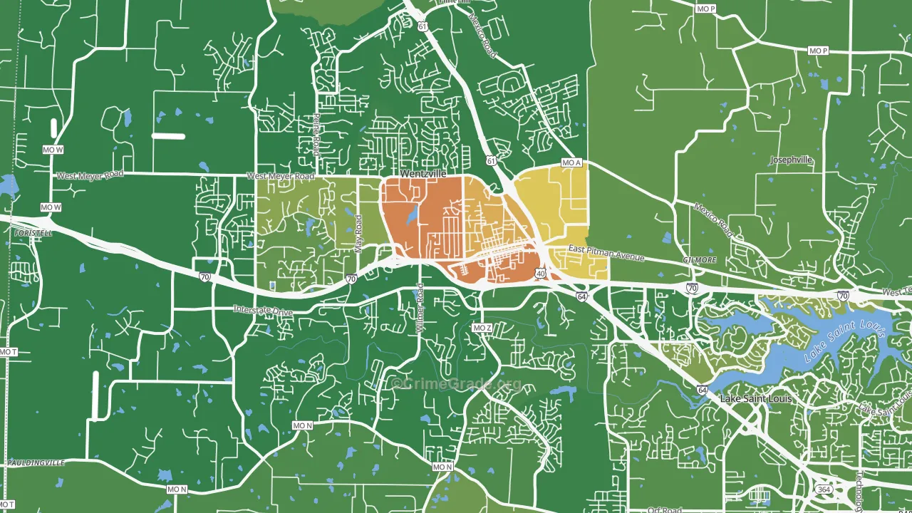 Wentzville, MO Map of Vandalism Rates