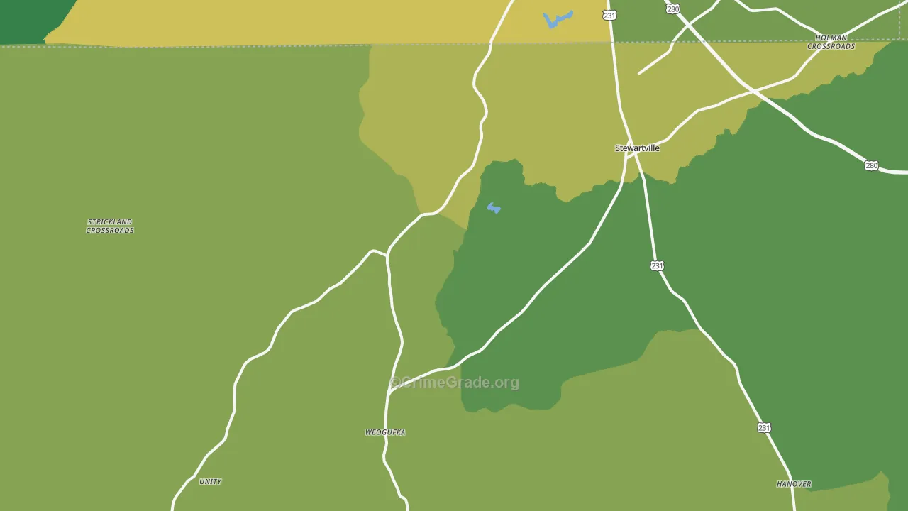 Weogufka, AL Map of Vandalism Rates