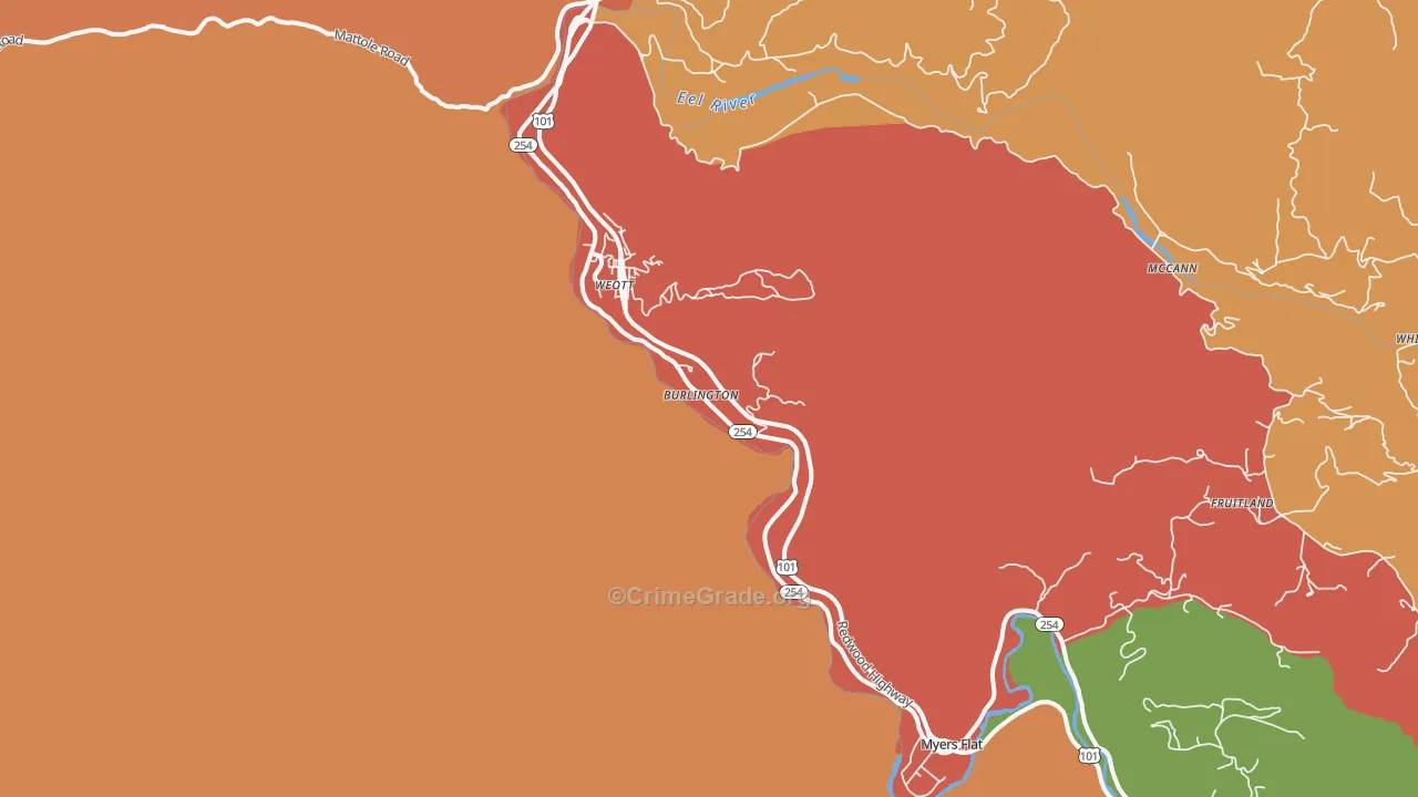 Weott, CA Map of Vandalism Rates