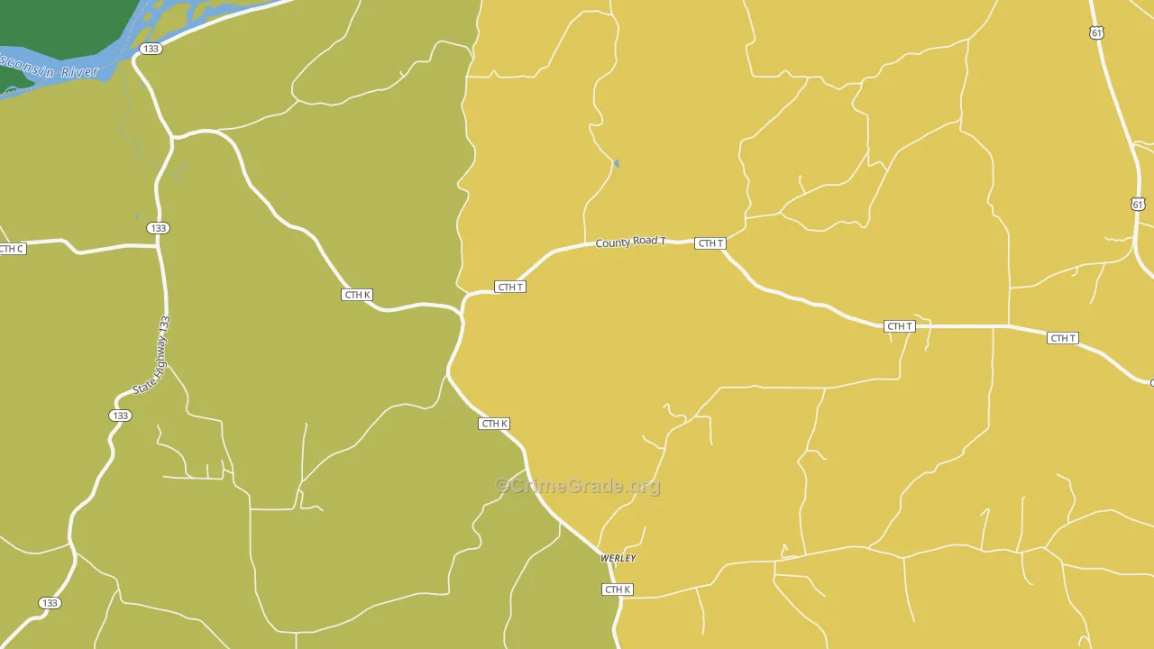 Werley, WI Map of Vandalism Rates