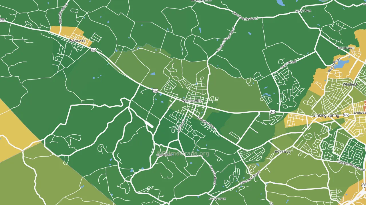 Wernersville, PA Map of Vandalism Rates