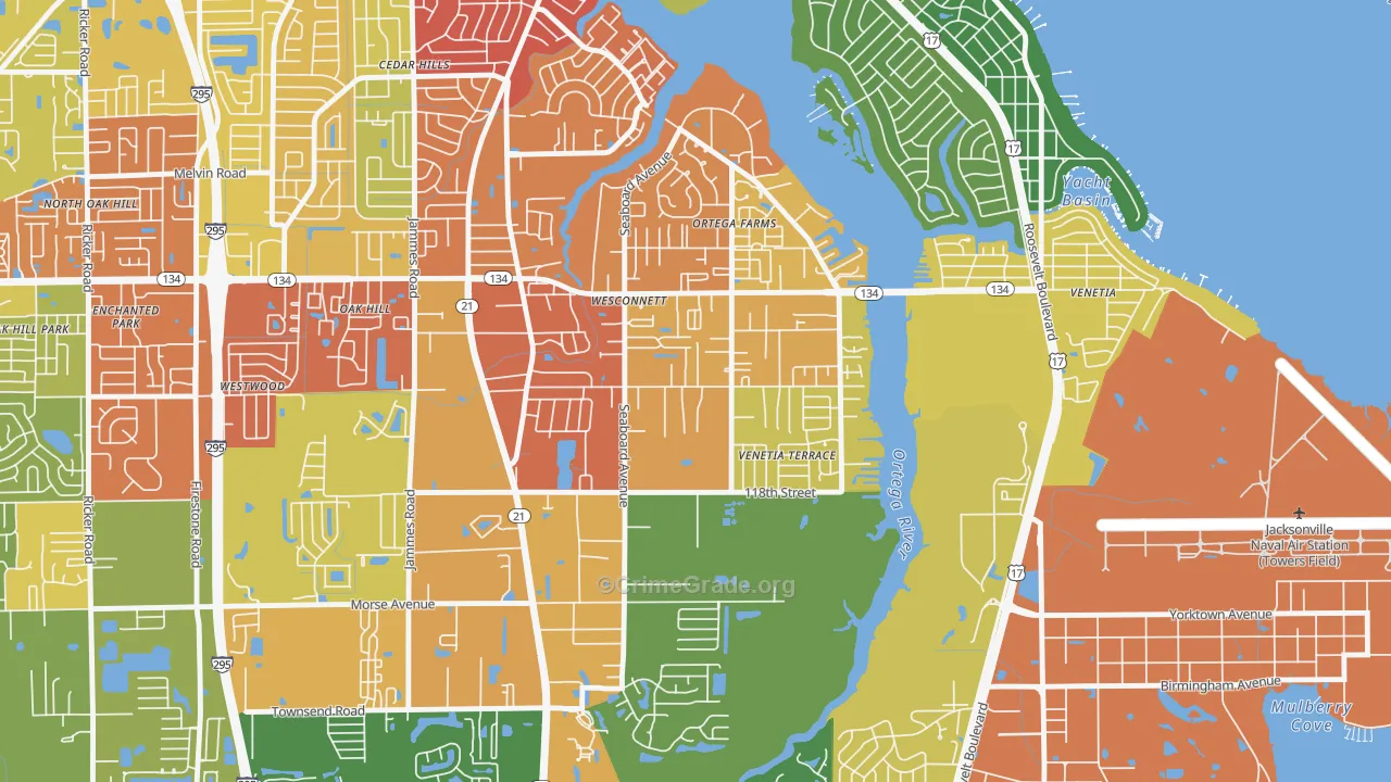Wesconnett, Jacksonville, FL Map of Vandalism Rates