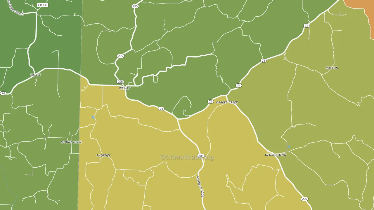 Wesley, AR Map of Vandalism Rates