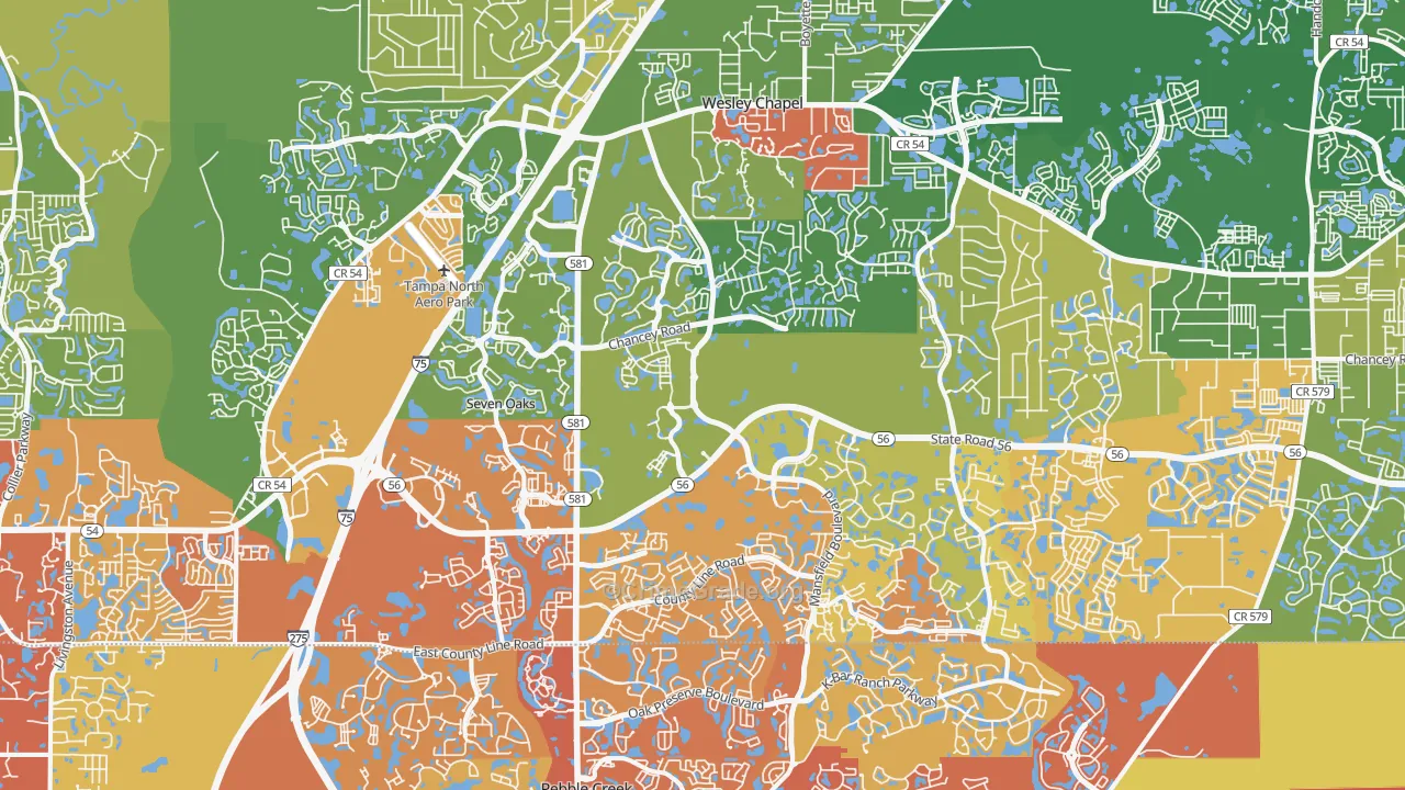 Wesley Chapel, FL Map of Vandalism Rates