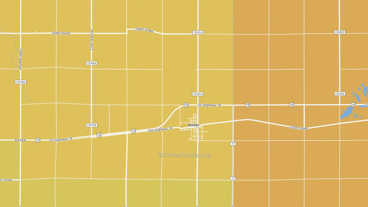 Wesley, IA Map of Vandalism Rates