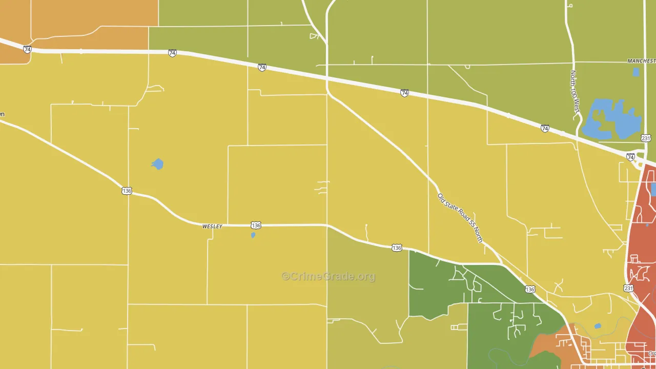 Wesley, IN Map of Vandalism Rates