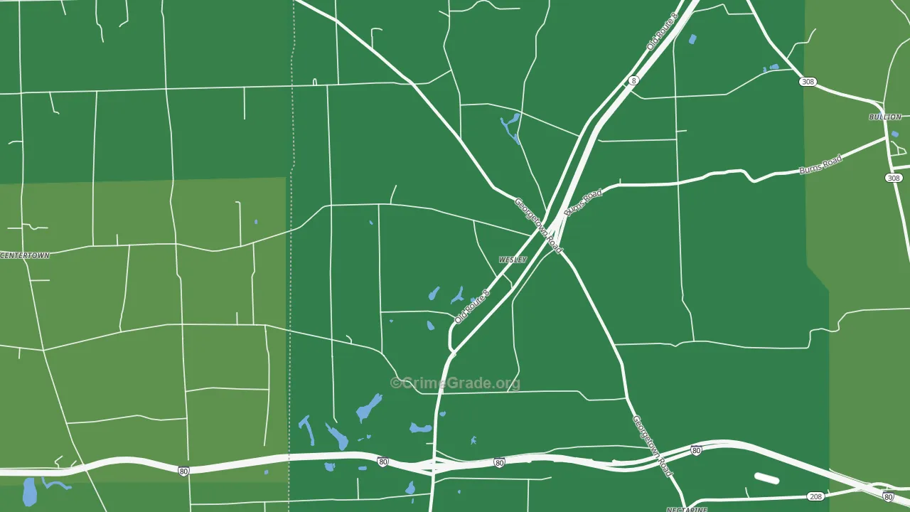Wesley, PA Map of Vandalism Rates