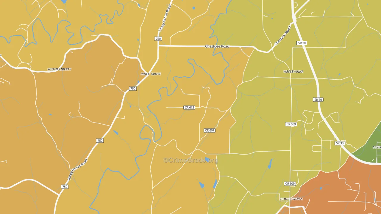 Wesleyanna, TN Map of Vandalism Rates