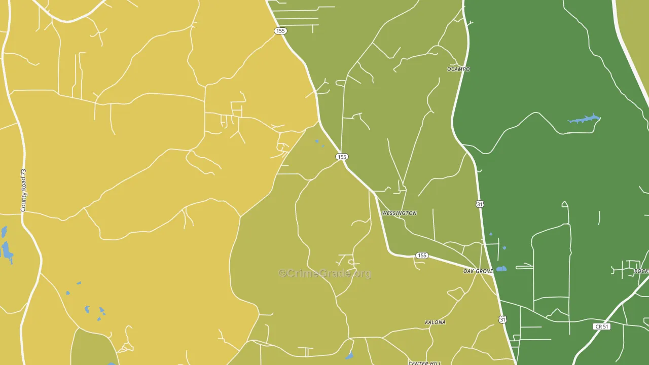 Wessington, AL Map of Vandalism Rates