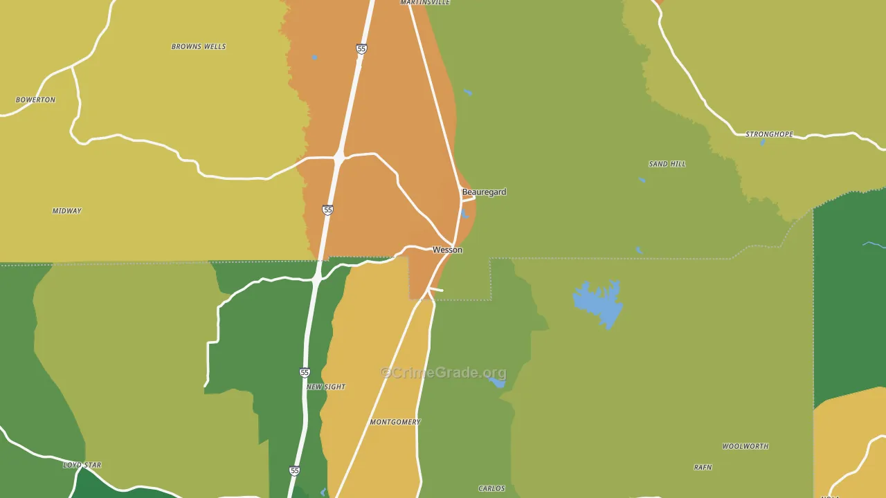 Wesson, MS Map of Vandalism Rates