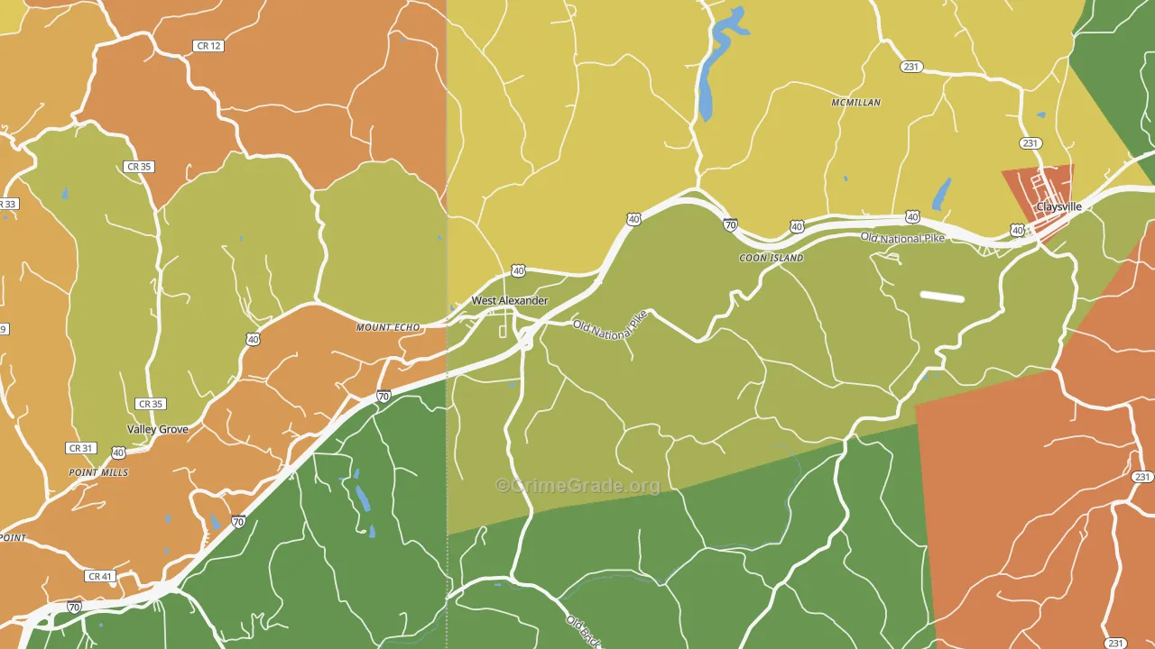 West Alexander, PA Map of Vandalism Rates
