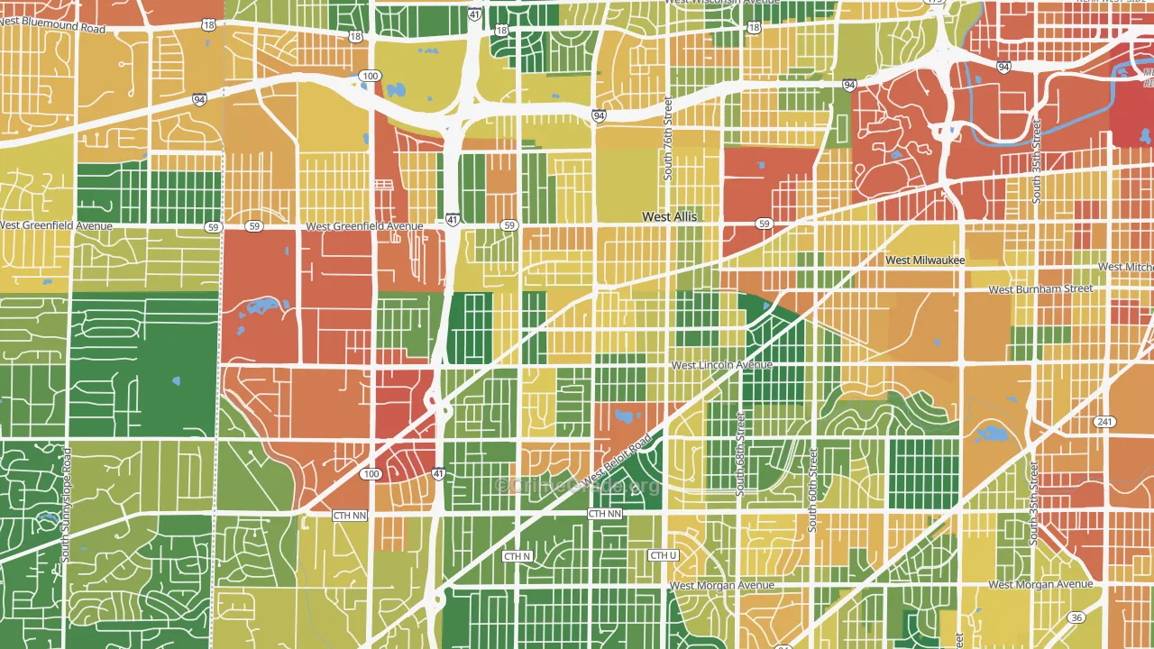 West Allis, WI Map of Vandalism Rates