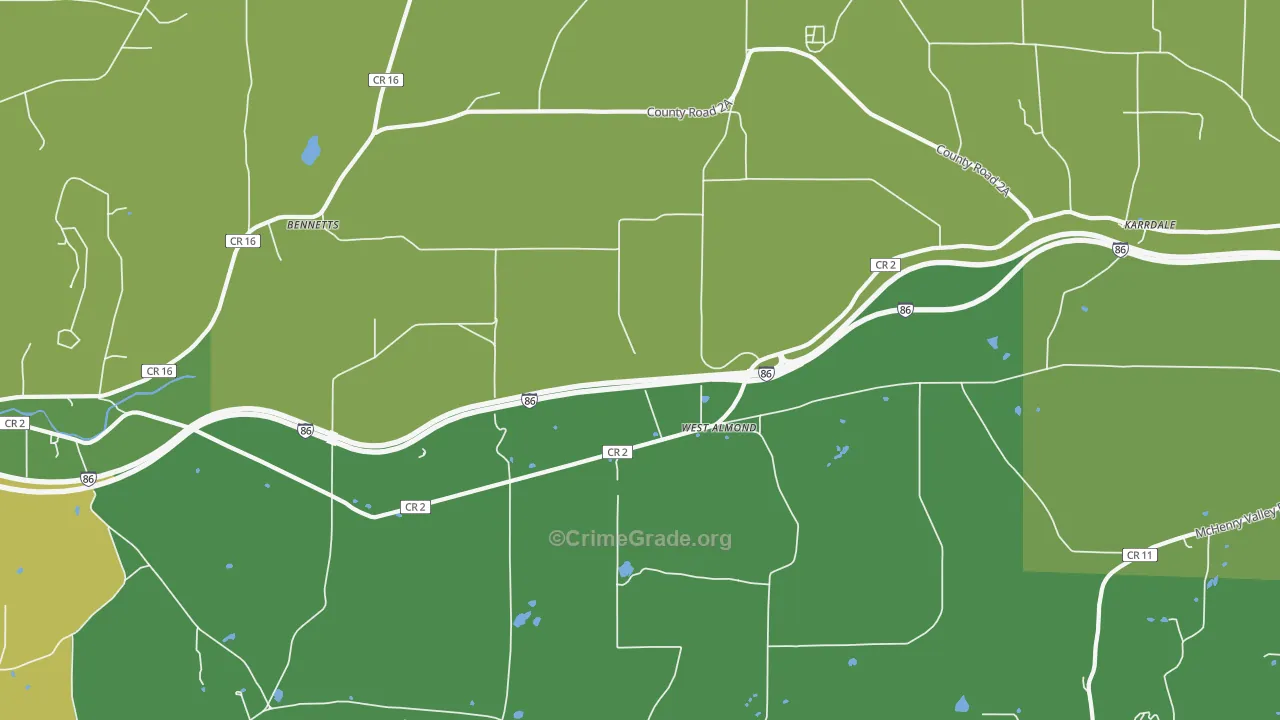 West Almond, NY Map of Vandalism Rates