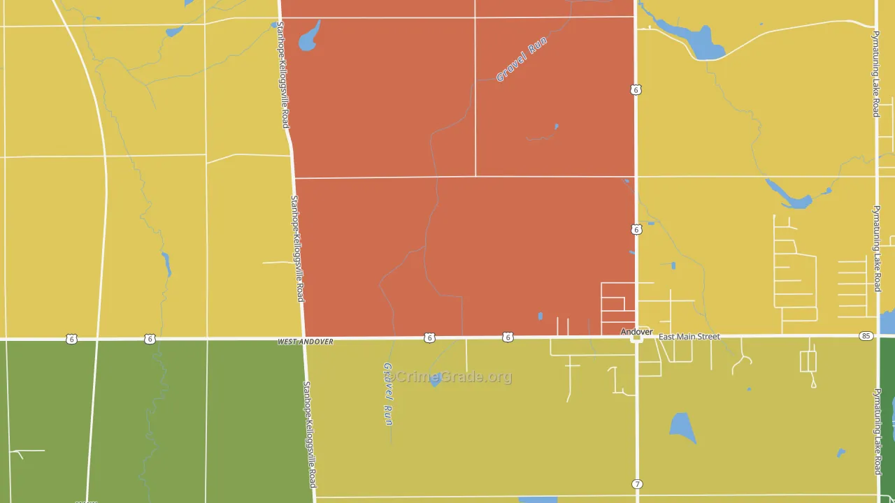 West Andover, OH Map of Vandalism Rates