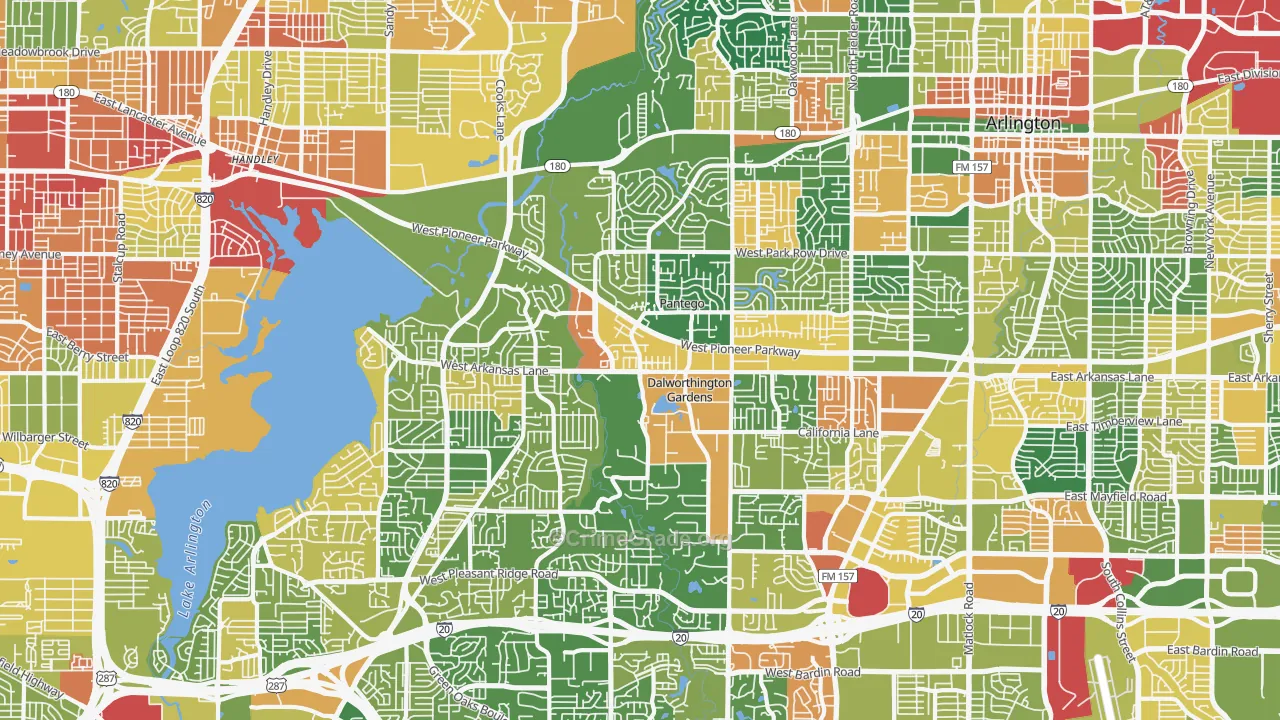 West, Arlington, TX Map of Vandalism Rates