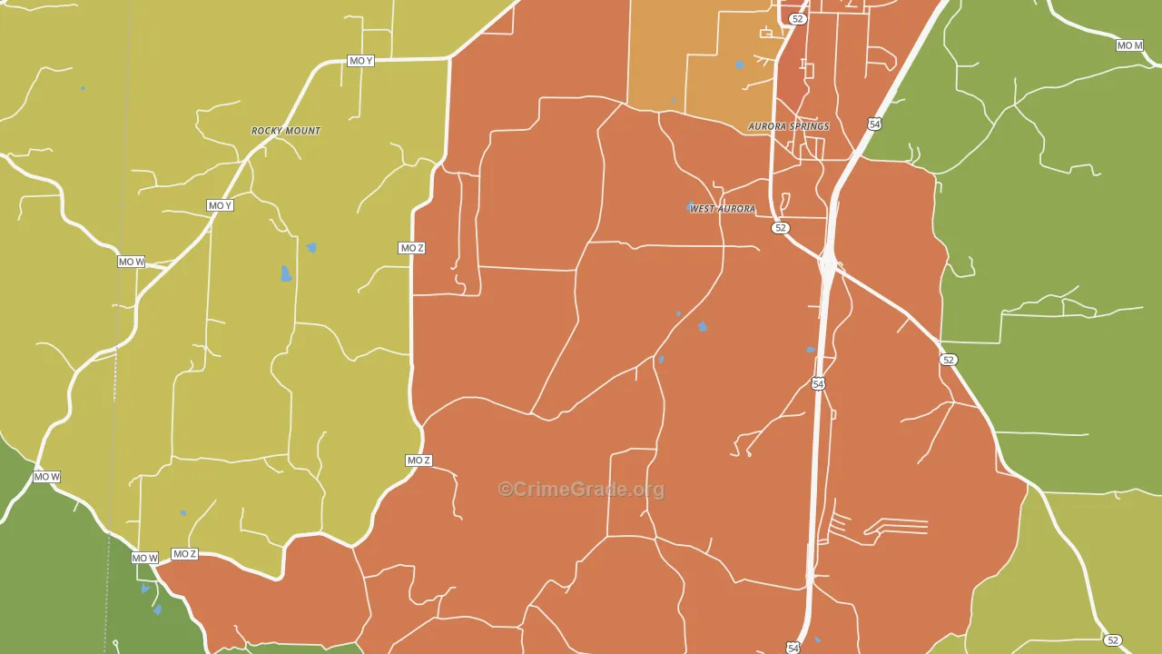 West Aurora, MO Map of Vandalism Rates