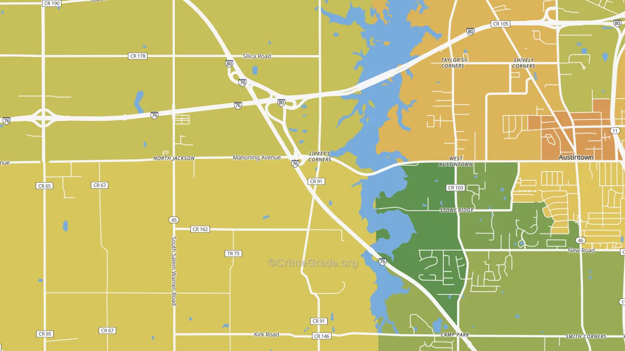 West Austintown, OH Map of Vandalism Rates