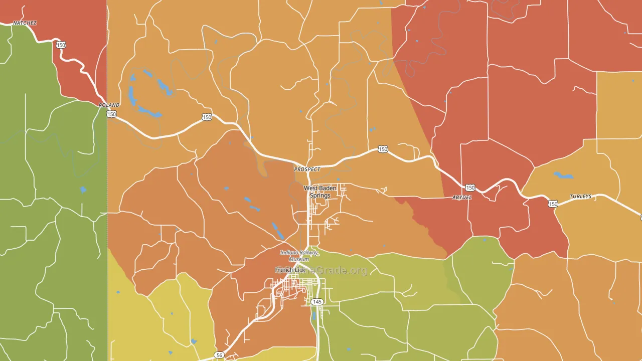West Baden Springs, IN Map of Vandalism Rates