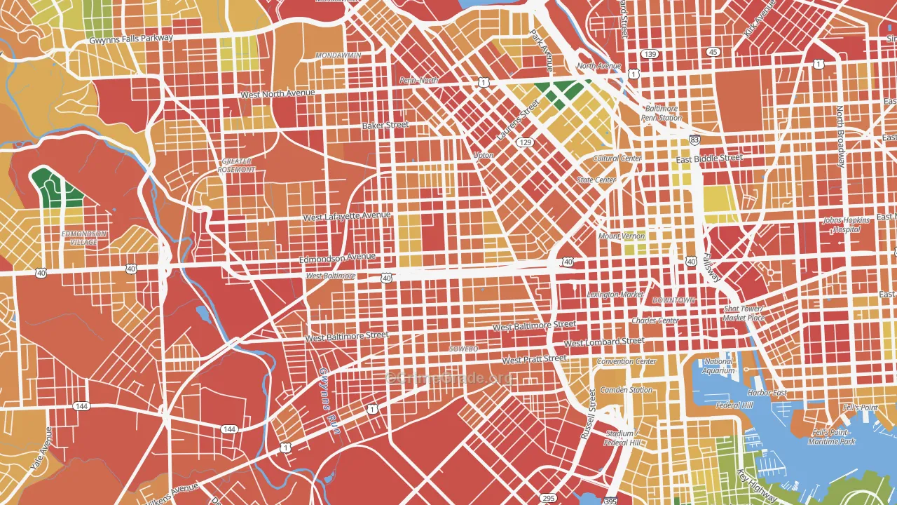 West Baltimore, Baltimore, MD Map of Vandalism Rates