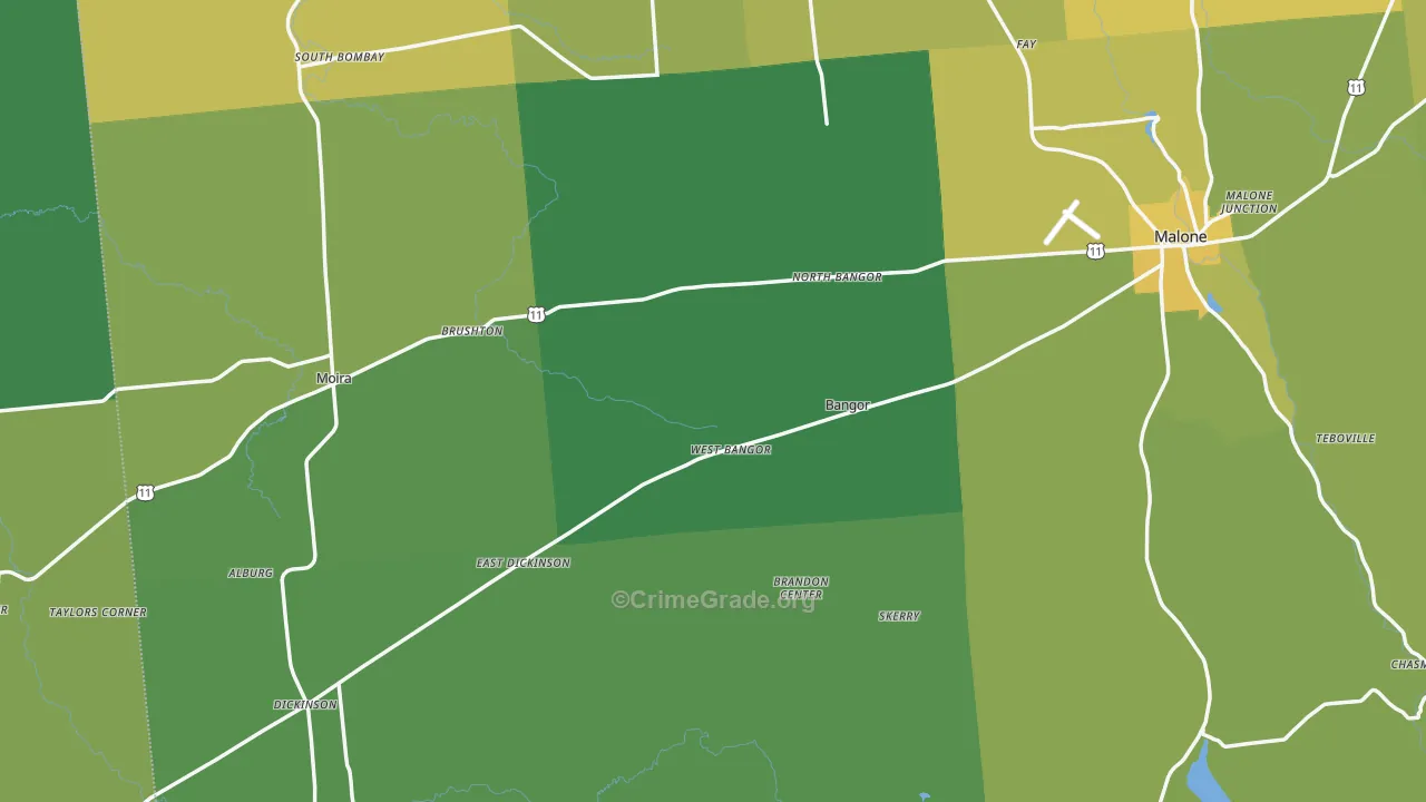 West Bangor, NY Map of Vandalism Rates