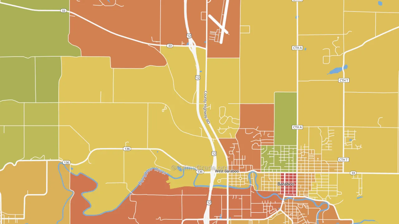 West Baraboo, WI Map of Vandalism Rates