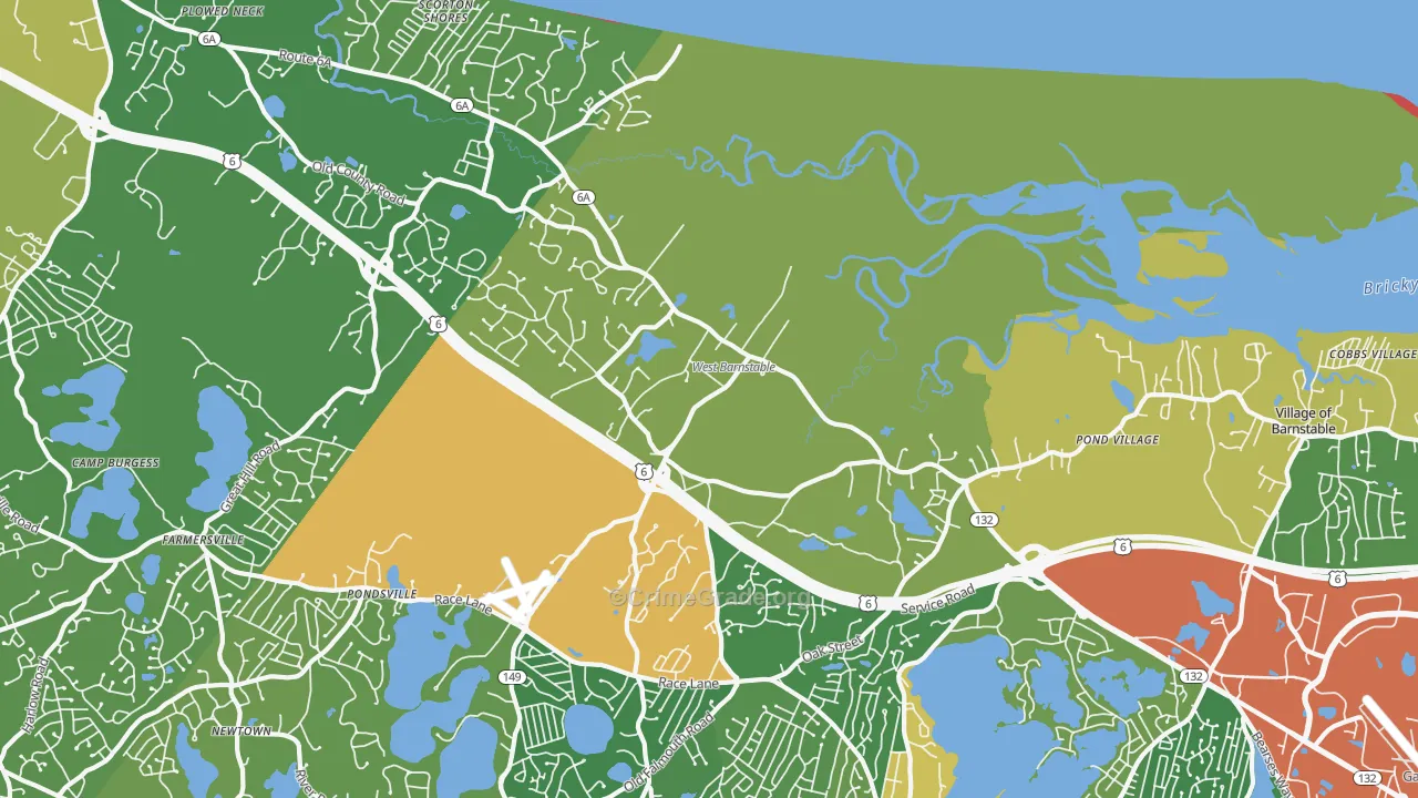 West Barnstable, MA Map of Vandalism Rates