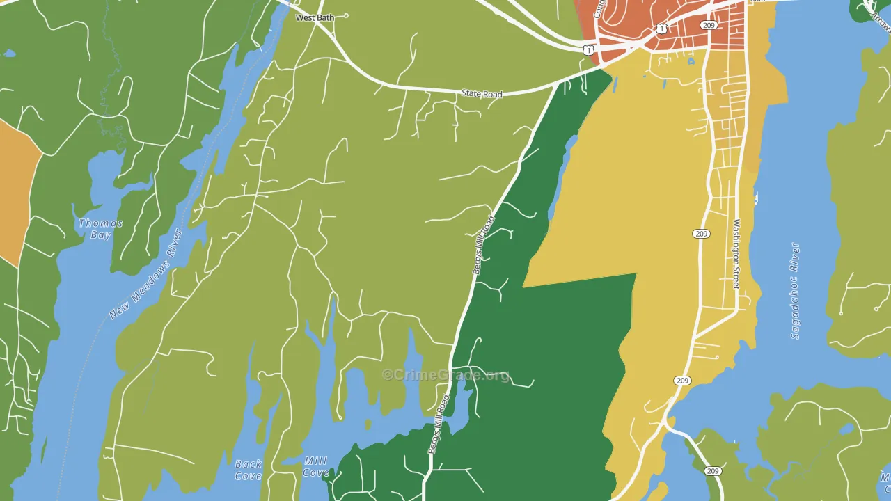 West Bath, ME Map of Vandalism Rates