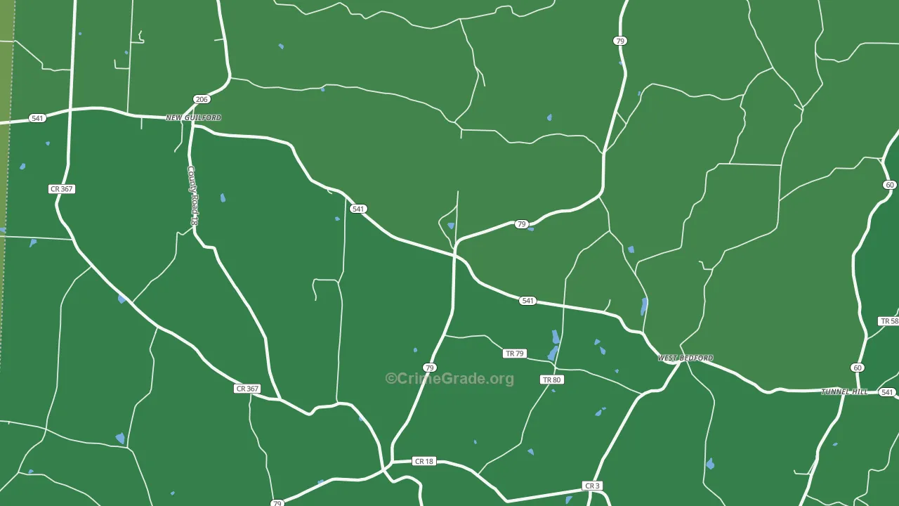 West Bedford, OH Map of Vandalism Rates