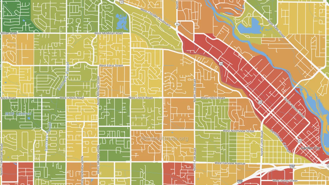 West Bench, Boise, ID Map of Vandalism Rates