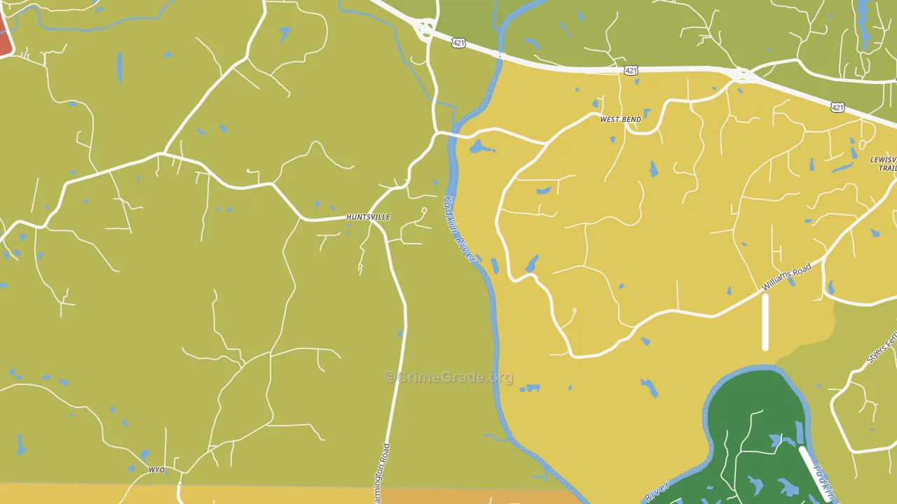 West Bend, NC Map of Vandalism Rates