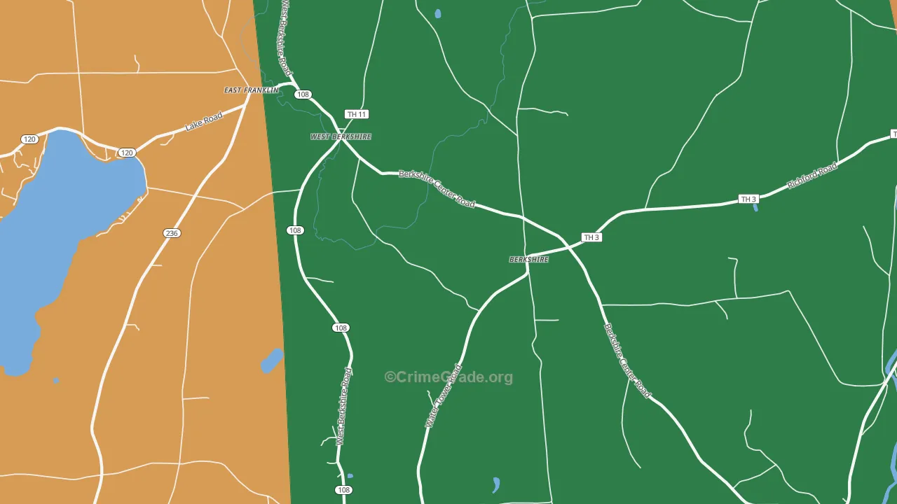 West Berkshire, VT Map of Vandalism Rates