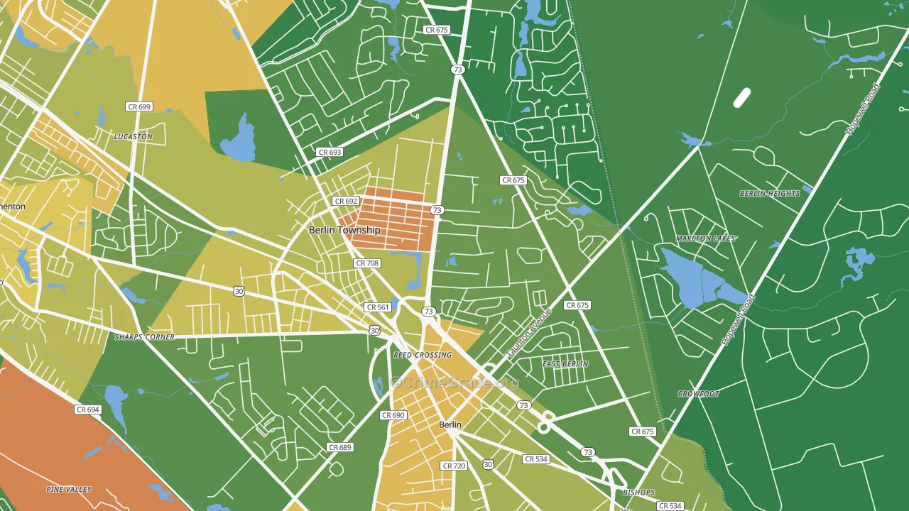 West Berlin, NJ Map of Vandalism Rates