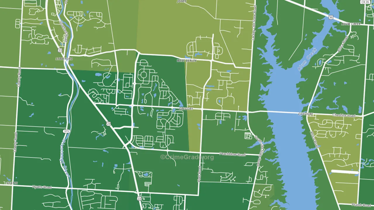 West Berlin, OH Map of Vandalism Rates