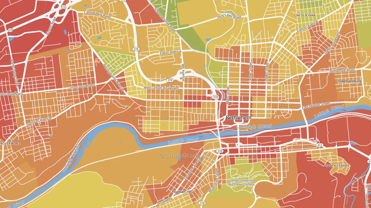 West Bethlehem, Bethlehem, PA Map of Vandalism Rates