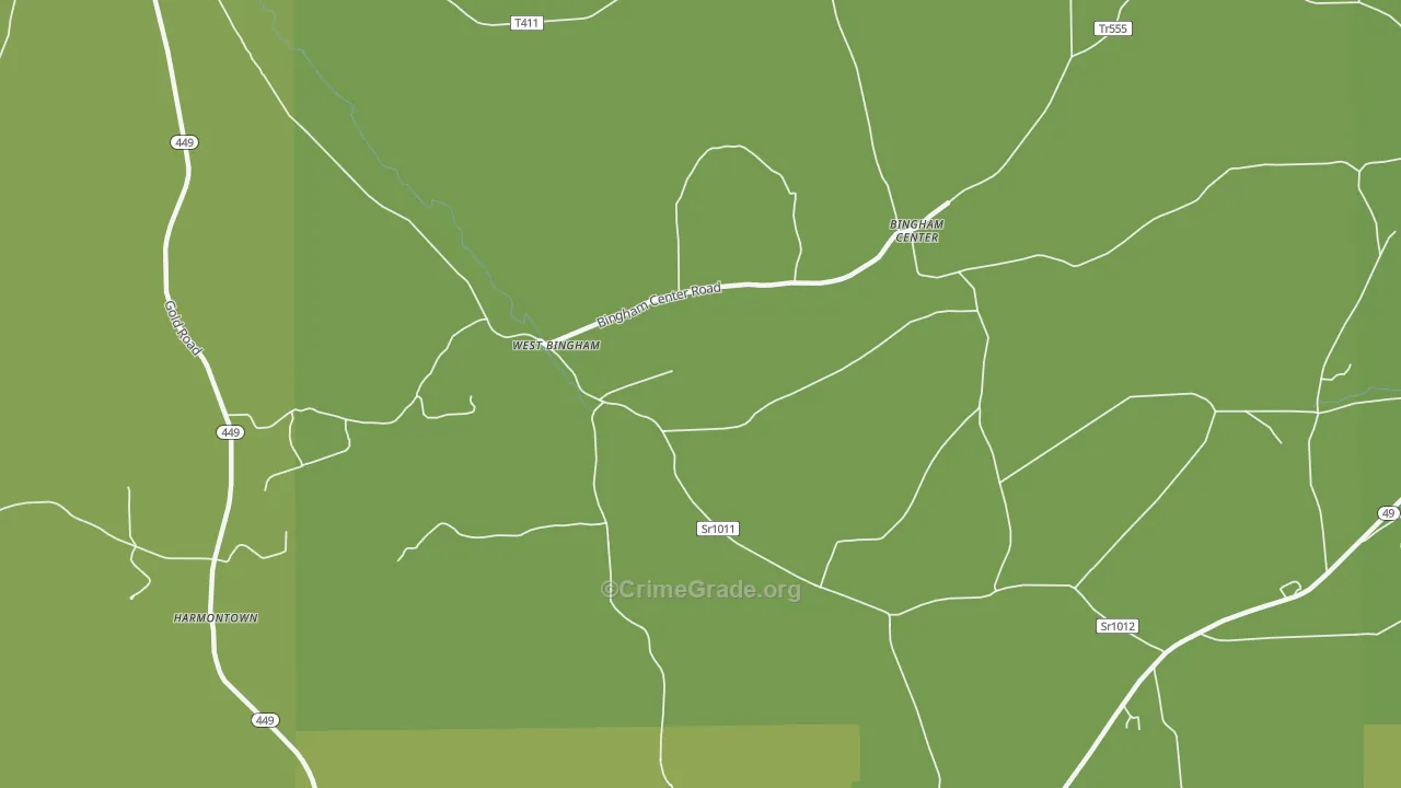 West Bingham, PA Map of Vandalism Rates