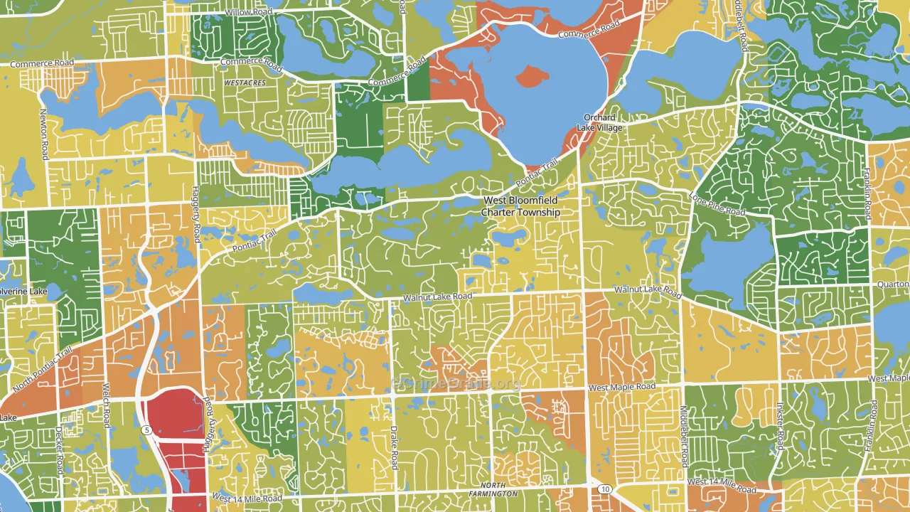 West Bloomfield, MI Map of Vandalism Rates