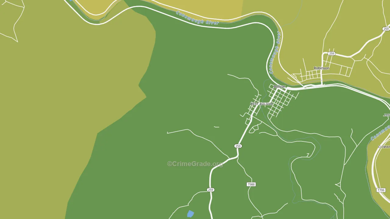 West Bolivar, PA Map of Vandalism Rates