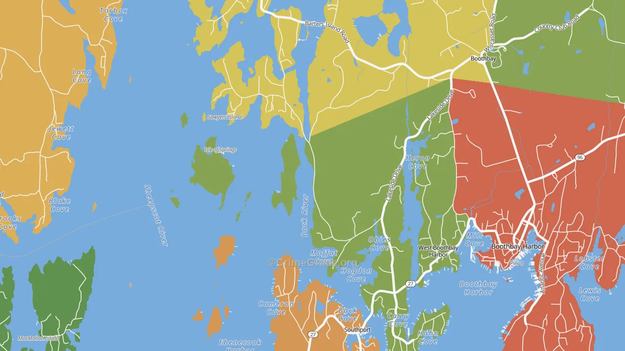 West Boothbay Harbor, ME Map of Vandalism Rates