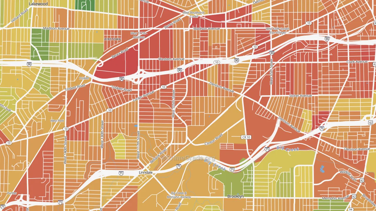 West Boulevard, Cleveland, OH Map of Vandalism Rates