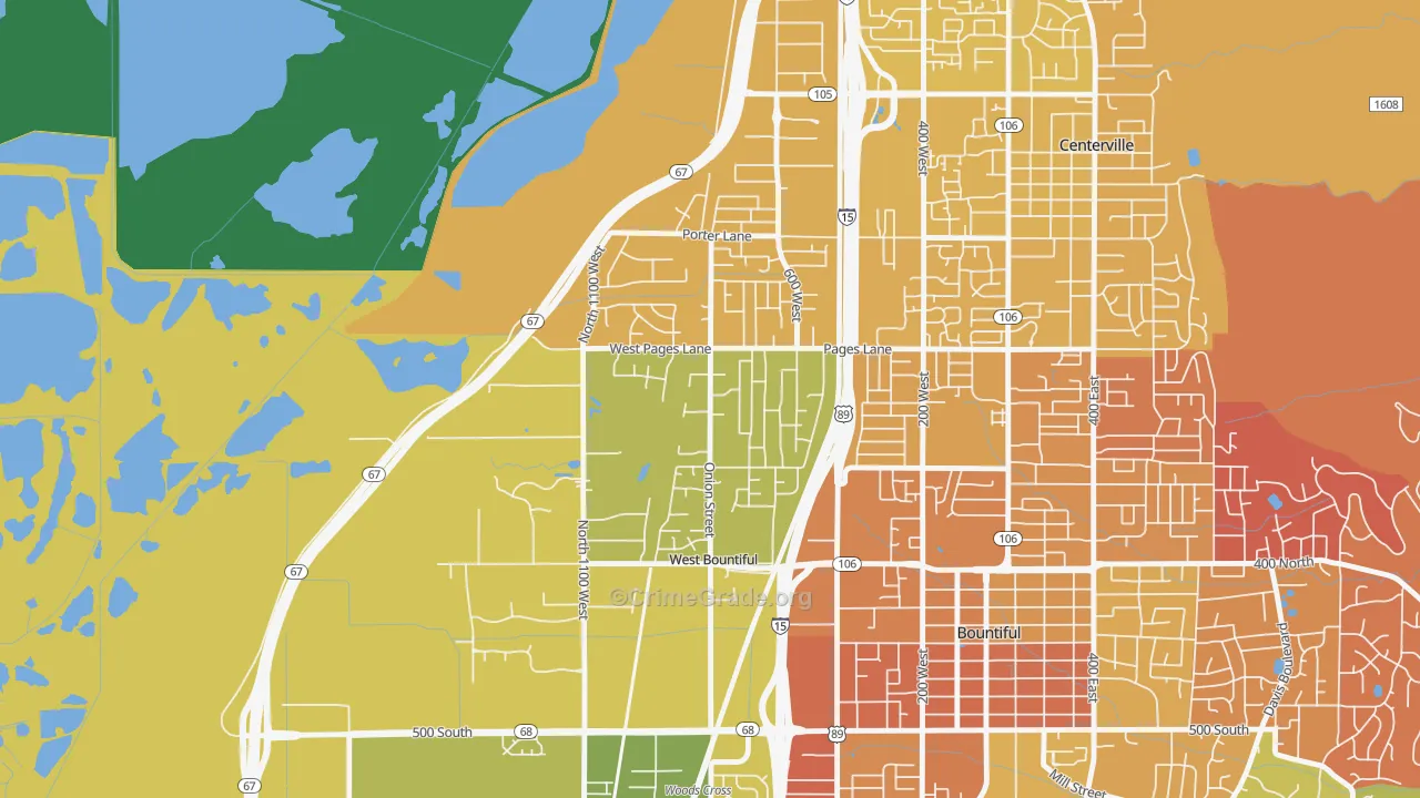 West Bountiful, UT Map of Vandalism Rates