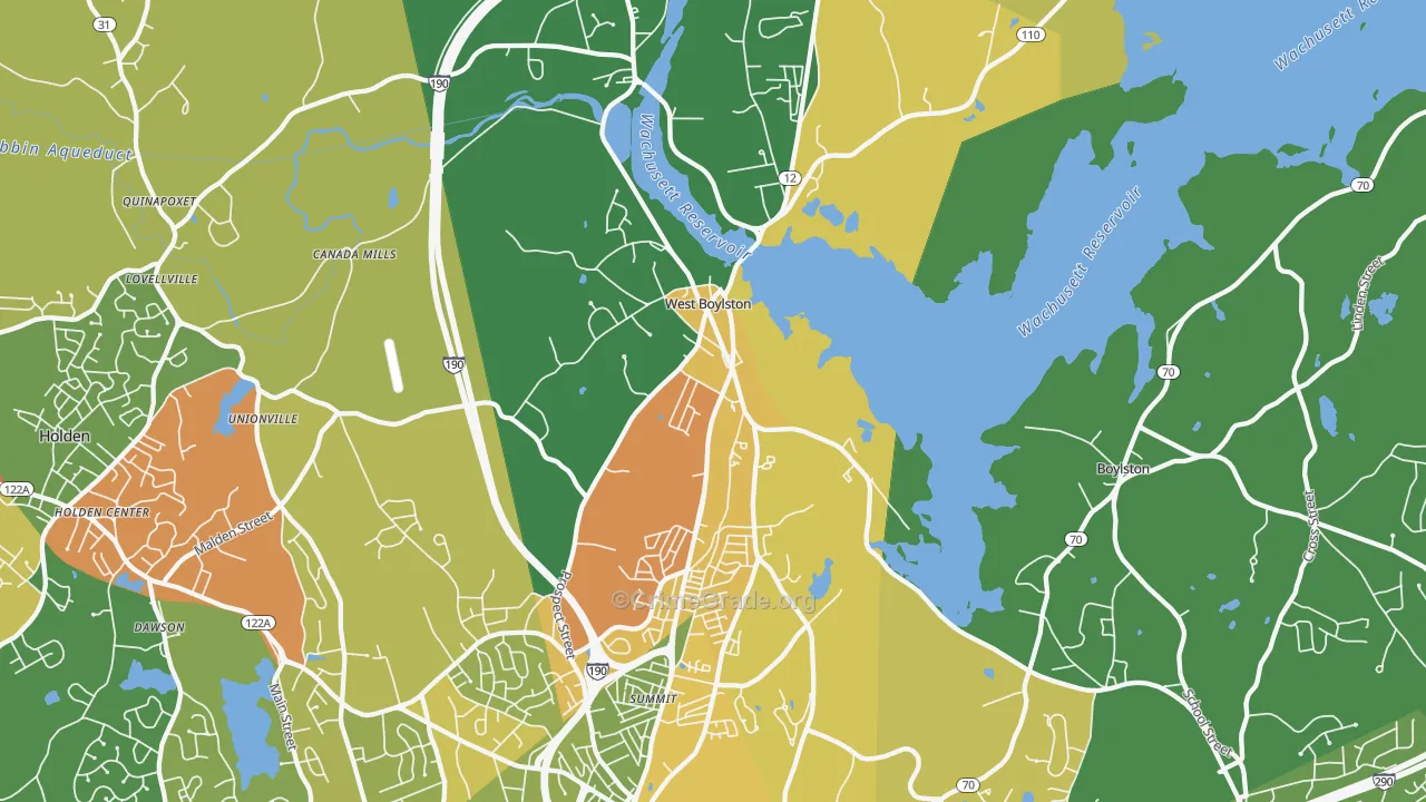 West Boylston, MA Map of Vandalism Rates
