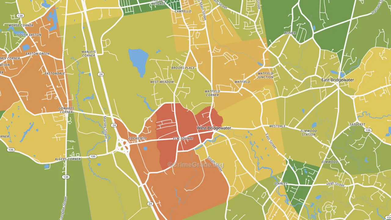 West Bridgewater, MA Map of Vandalism Rates