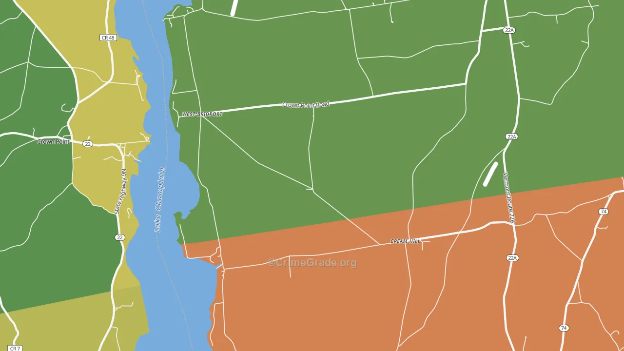 West Bridport, VT Map of Vandalism Rates