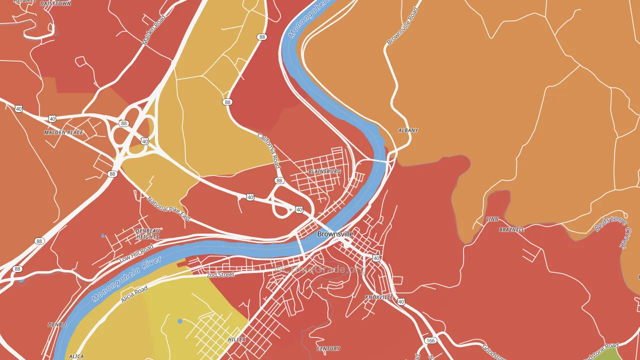 West Brownsville, PA Map of Vandalism Rates