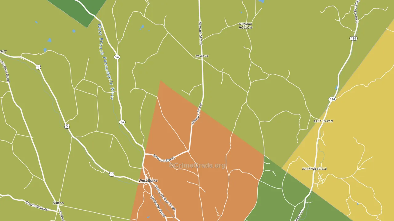 West Burke, VT Map of Vandalism Rates