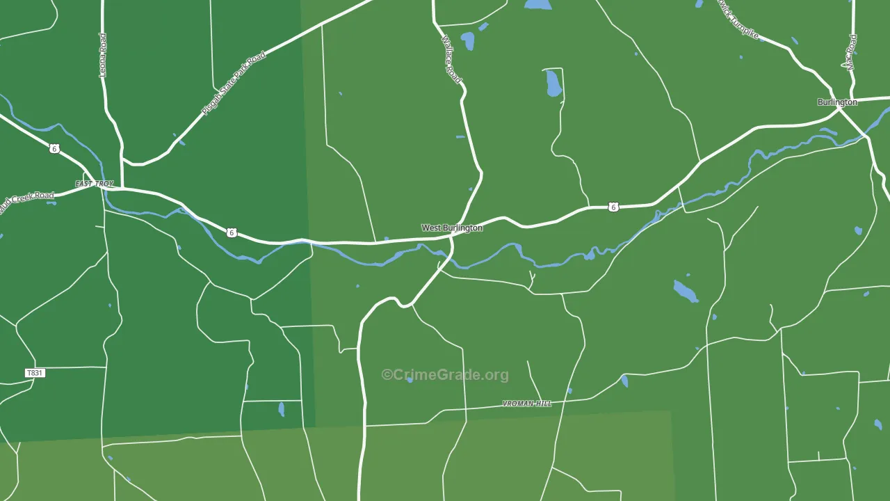 West Burlington, PA Map of Vandalism Rates