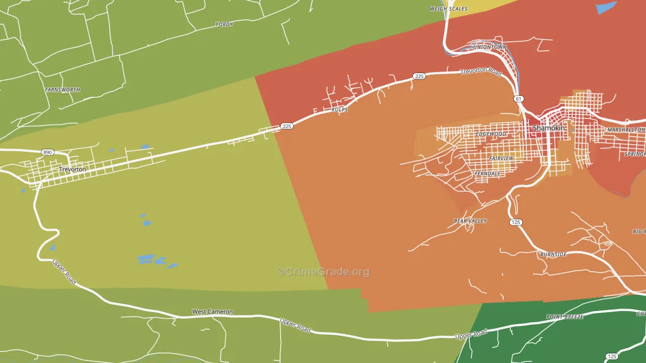 West Cameron, PA Map of Vandalism Rates