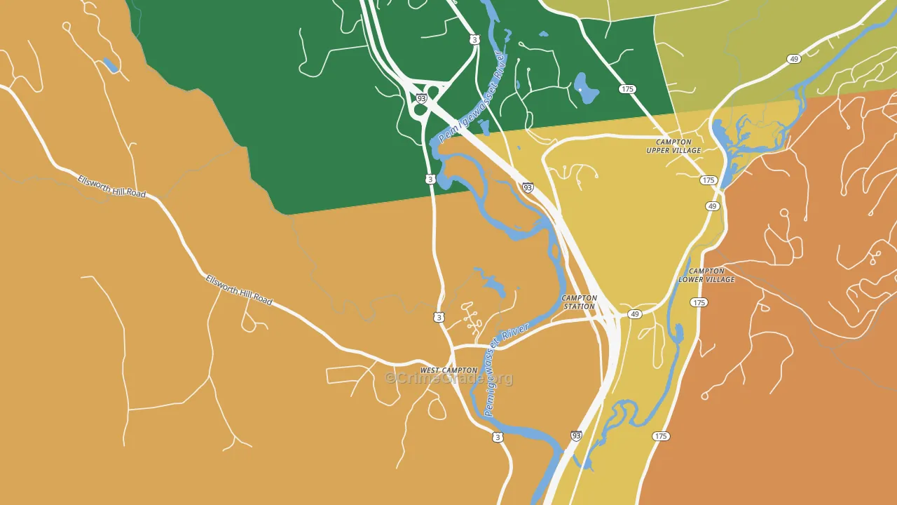 West Campton, NH Map of Vandalism Rates