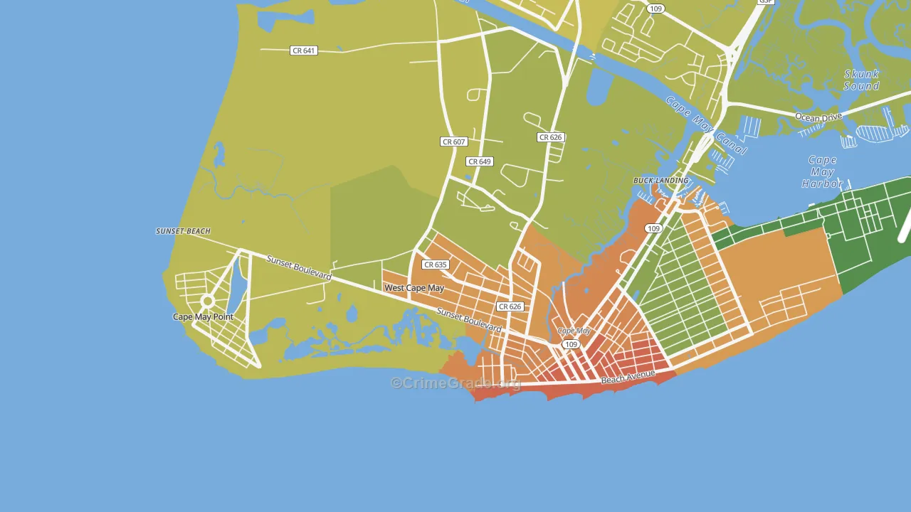 West Cape May, NJ Map of Vandalism Rates