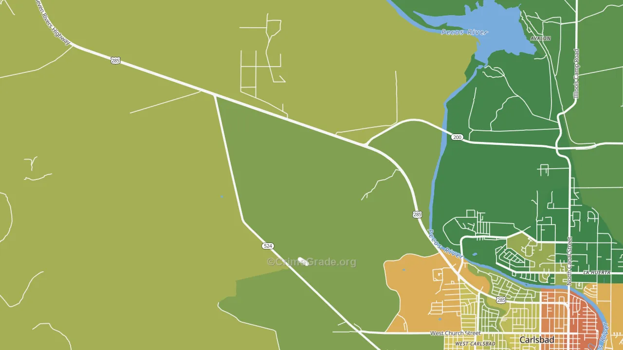 West Carlsbad, NM Map of Vandalism Rates